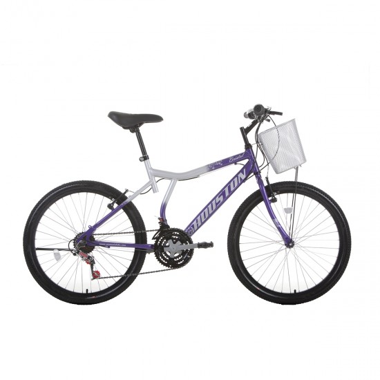 Bicicleta Bristol Peak Aro 24 Prata e Violeta C/Cesto-BR243R