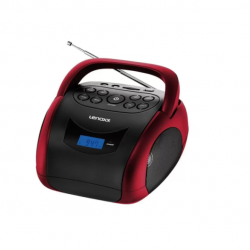 Rádio Portátil Boombox Lenoxx - FM - MP3 - Display Digital BD150 Preto/Vermelho Bivolt  Rádio Portátil Boombox Lenoxx - FM - MP3 - Display Digital BD150 Preto/Vermelho Bivolt