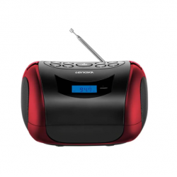 Rádio Portátil Boombox Lenoxx - FM - MP3 - Display Digital BD150 Preto/Vermelho Bivolt  Rádio Portátil Boombox Lenoxx - FM - MP3 - Display Digital BD150 Preto/Vermelho Bivolt