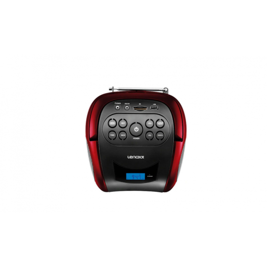 Rádio Portátil Boombox Lenoxx - FM - MP3 - Display Digital BD150 Preto/Vermelho Bivolt 